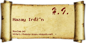 Hazay Irén névjegykártya