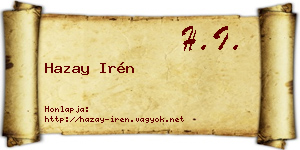 Hazay Irén névjegykártya